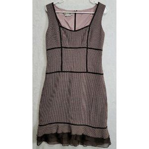 Kay Unger N.Y. Bodycon Dress Pink Brown Plaid Lined Wool Sleeveless Size 6